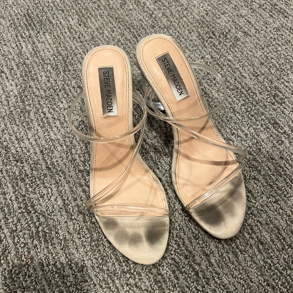 Clear Strappy Steve Madden Heels 7.5